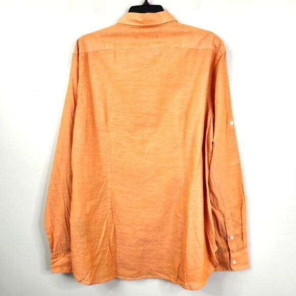 NEW John Varvatos Mandarin Orange Long Sleeve Button Down Shirt Large - Picture 6 of 7